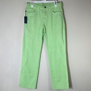 NWT. Turtleson 33 Pima Cotton Highrise State Street Hybrid Lime Jeans.